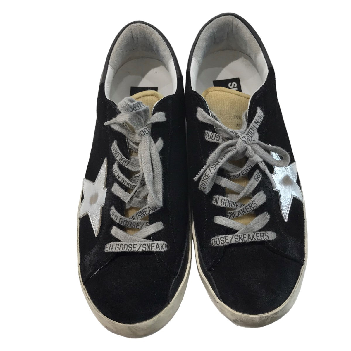 GOLDEN GOOSE(ゴールデングース) SUPER-STARヴィンテージ加工スウェードローカットスニーカー ブラック サイズ  16｜【公式】カインドオルオンライン ブランド古着・中古通販【kindal】