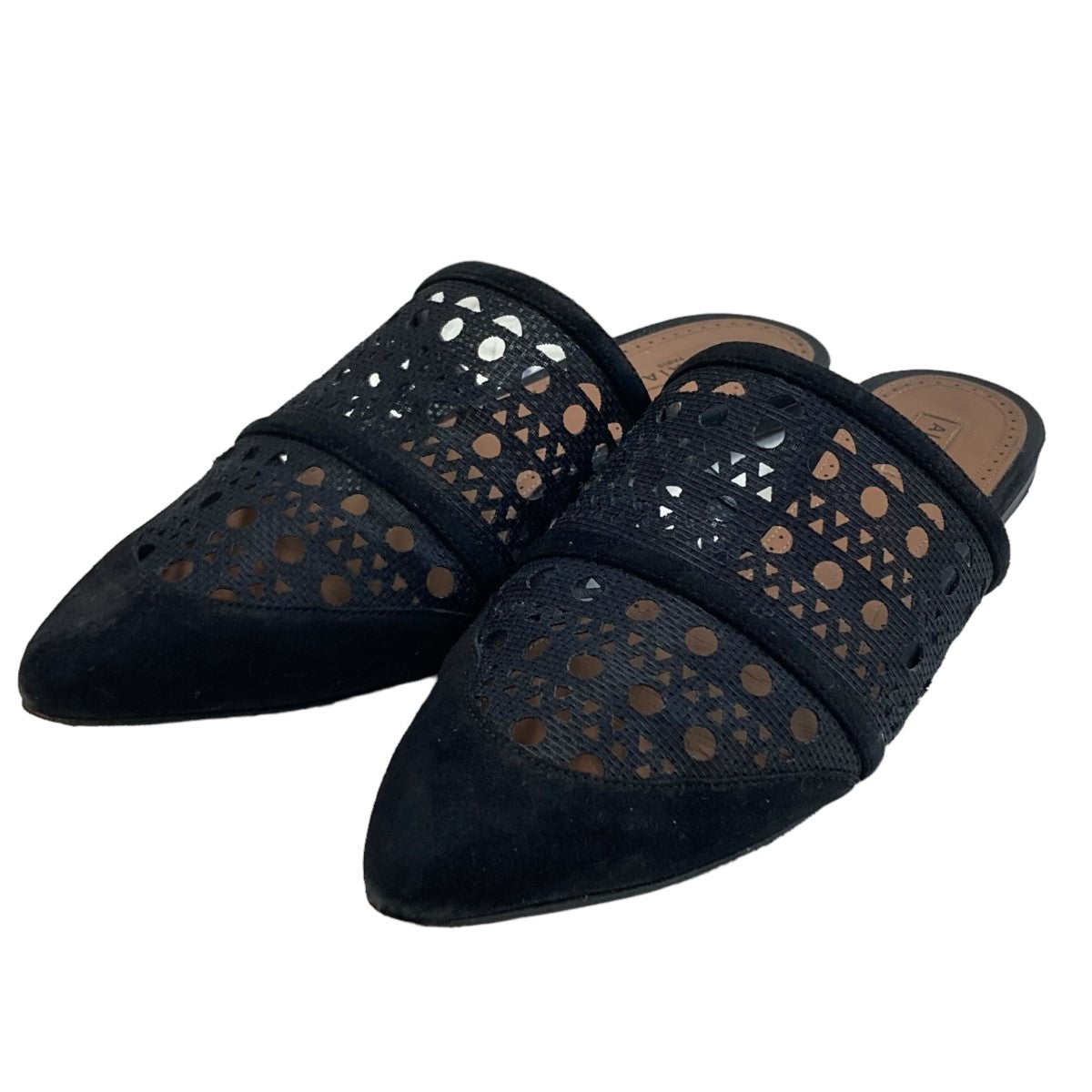 ALAÏA STRASS スエード製 フラットバレエシューズ | バレリーナ
