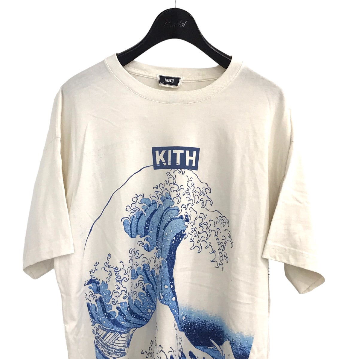 KITH(キス) 「Tokyo Great WAVE Vintage TEE」ヴィンテージ加工ボックスロゴウェーブプリントTシャツ24 073 060 0022 2 0 サイズ:M メンズ Tシャツ・カットソー 中古・古着