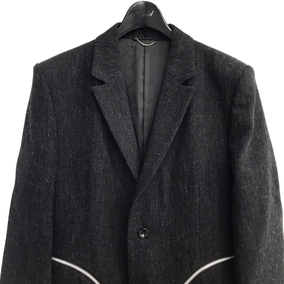 JOHN LAWRENCE SULLIVAN(ジョンローレンスサリバン) 「LINEN WOOL SINGLE ZIP  COAT」ジップデザインチェスターコート1A003 0222 14 1A003 0222 14 グレー サイズ 46｜【公式】カインドオルオンライン  ブランド古着・中古通販【kindal】