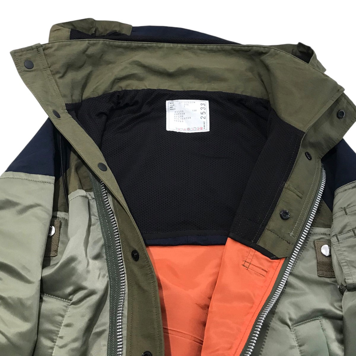 sacai(サカイ) 「Nylon Twill Outdoor Blouson」MA-1ドッキングフーデッドジャケット21 02533M