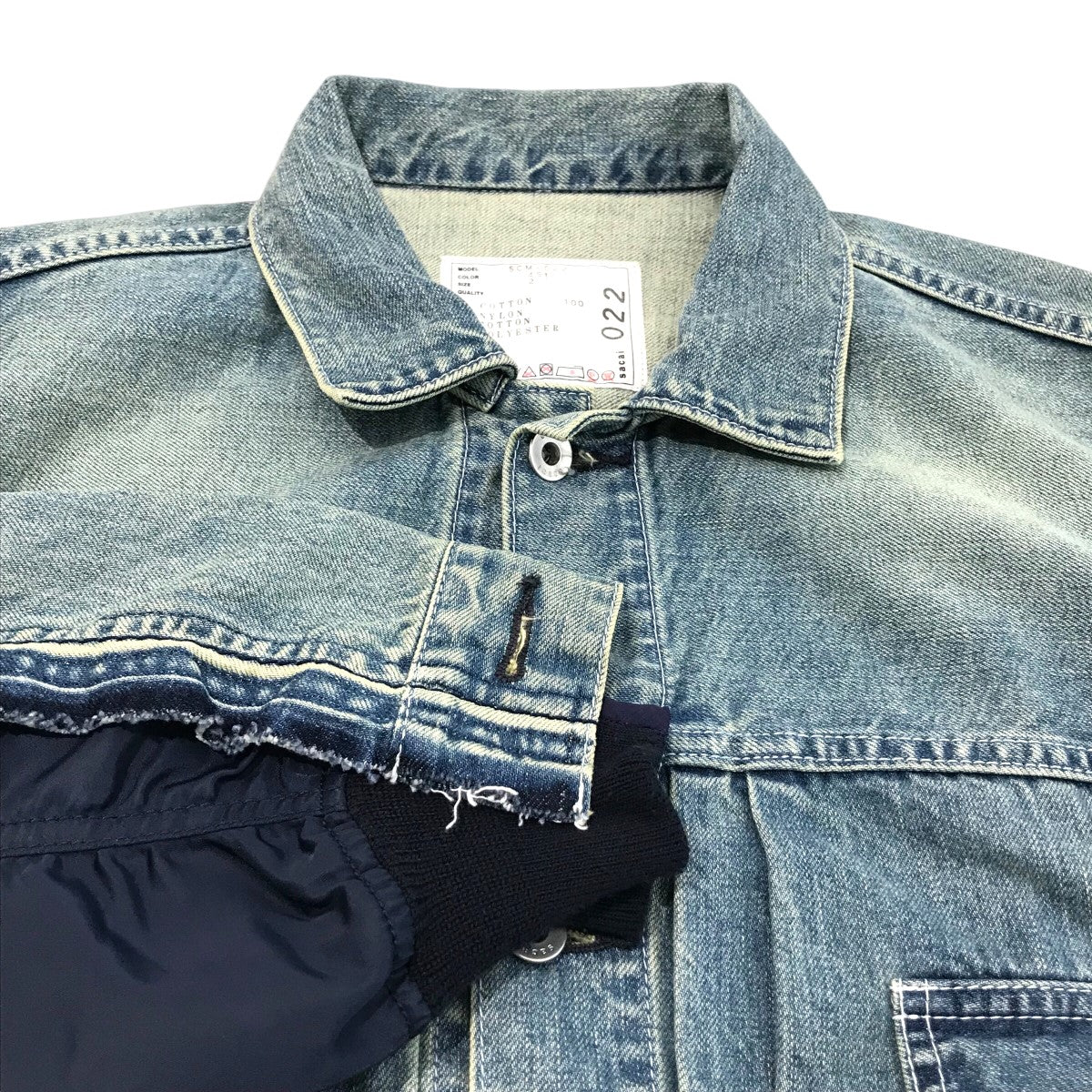 sacai(サカイ) 「Denim x MA-1 Jacket」ドッキングデニムジャケットSCM 022 SCM 022 インディゴ サイズ  2｜【公式】カインドオルオンライン ブランド古着・中古通販【kindal】