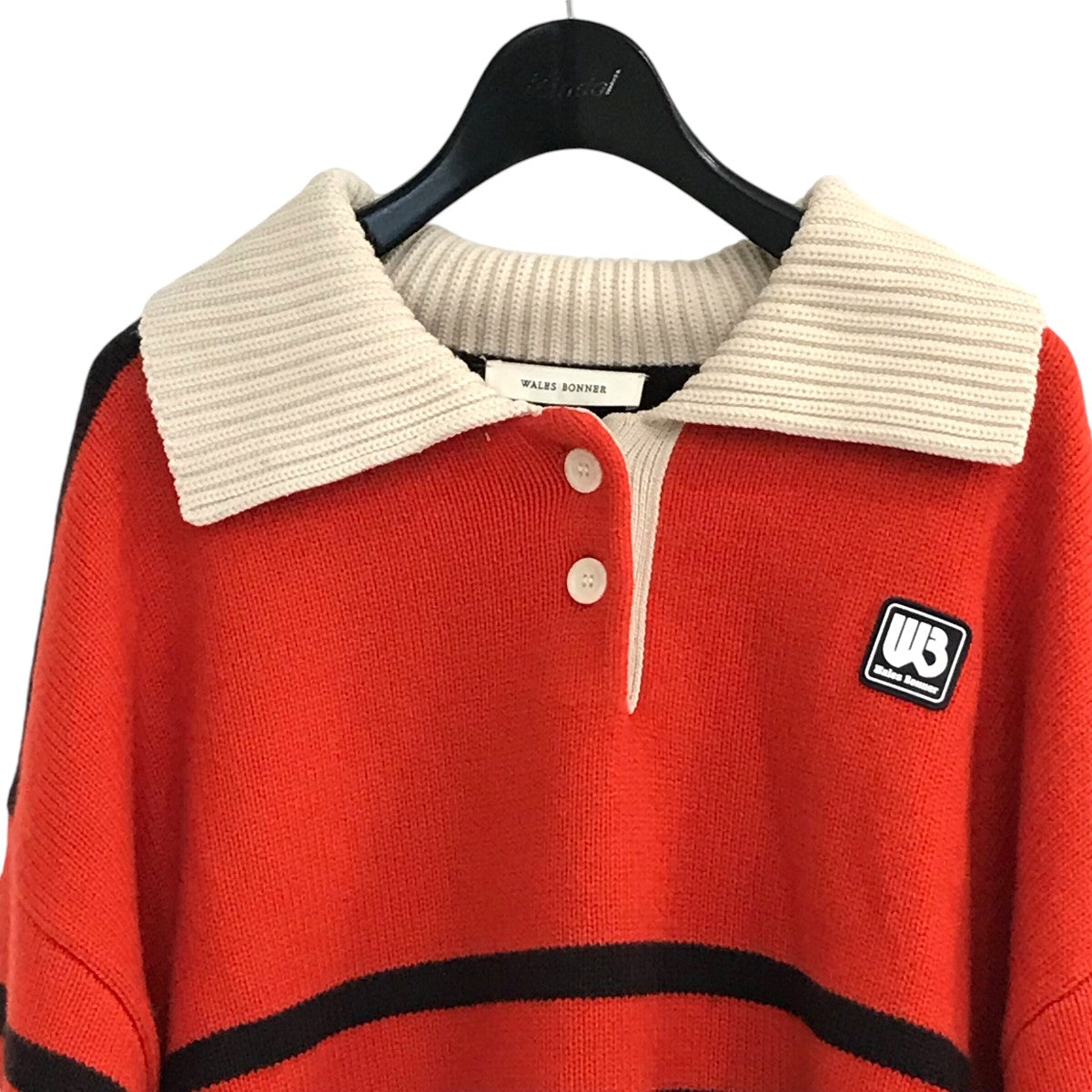 WALES BONNER(ウェールズ ボナー) 23AW「CALM POLO」ニットポロシャツ ブラウン×オレンジ サイズ  L｜【公式】カインドオルオンライン ブランド古着・中古通販【kindal】