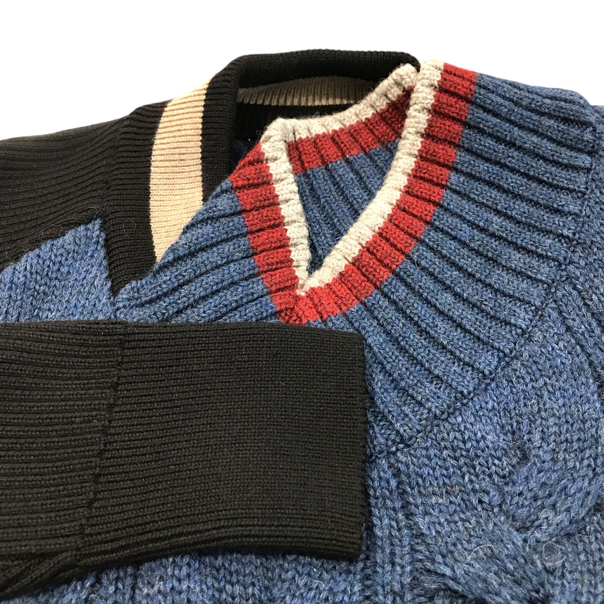 KOLOR(カラー) 21AW「CRAZY PATTERN KNIT」クレイジーパターンニット21WCM N02302 21WCM N02302  ブルー×ブラック サイズ 1｜【公式】カインドオルオンライン ブランド古着・中古通販【kindal】