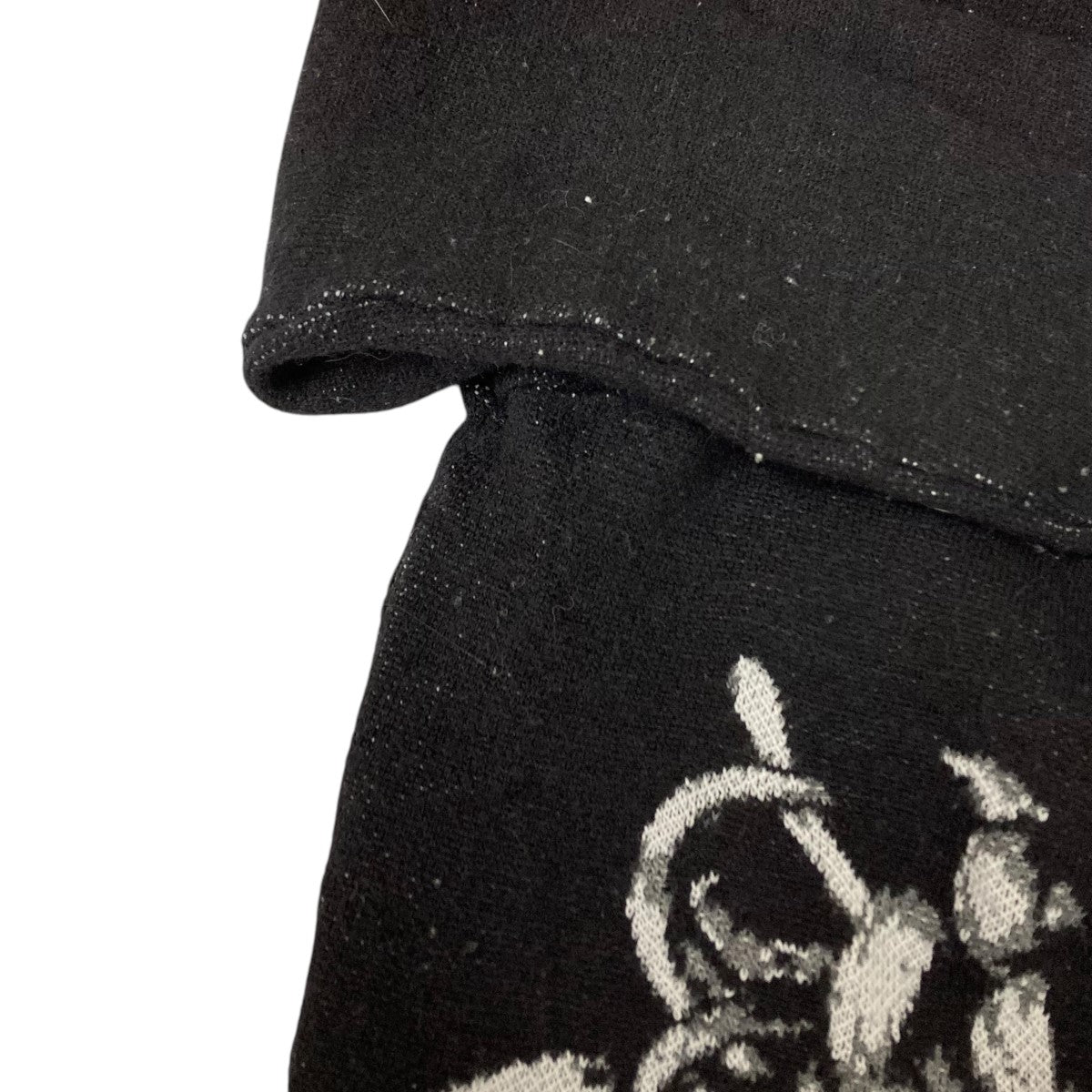 【値下げ】Y’s FLOWER W JACQUARD WRINKLE BASIC PULLOVER クルーネックニット ブラック サイズ：2 (EC) Y's(ワイズ) FLOWER W JACQUARD WRINKLE BASIC PULLOVER クルー