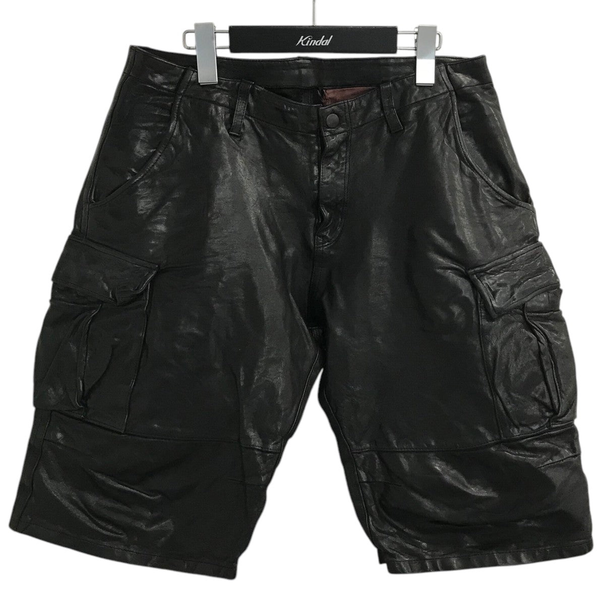 イサムカタヤマ バックラッシュ ハーフパンツ 牛革 カーゴ サイズ L 黒 ISAMU KATAYAMA BACKLASH(イサムカタヤマバックラッシュ