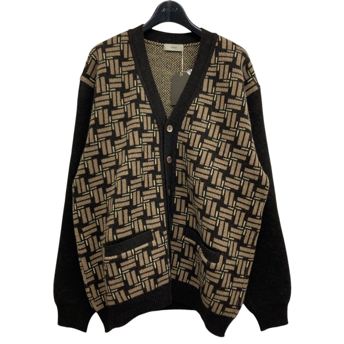 STEAF(スティーフ) 総柄カーディガン S23AW-K03 ブラウン