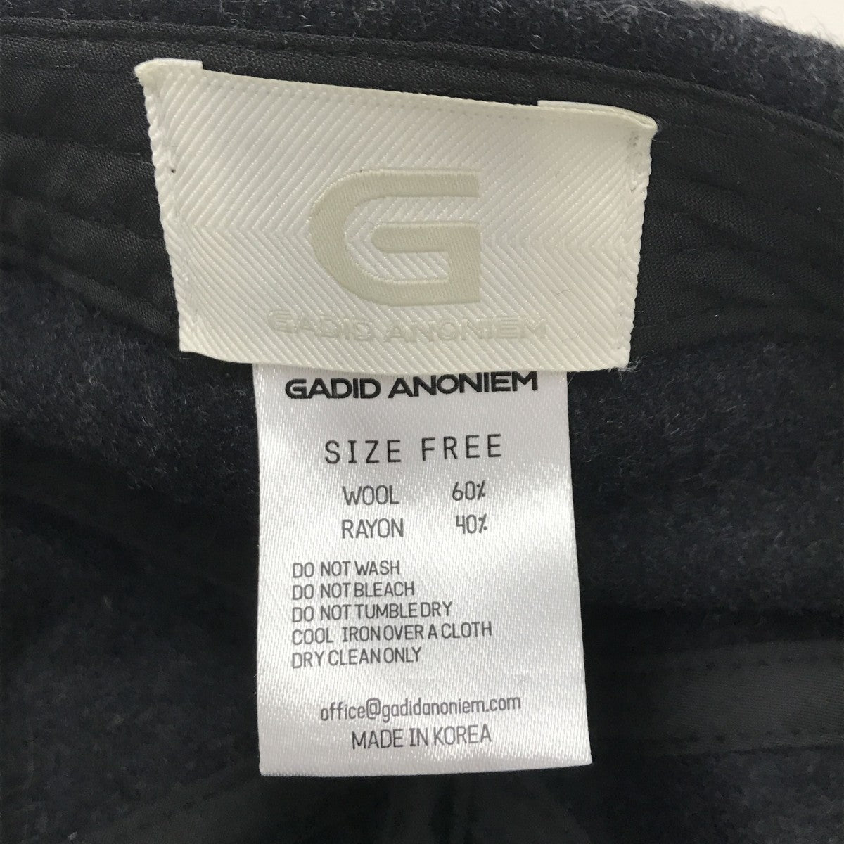 GADID ANONIEM(ガディッドアノニム) キャップ グレー サイズ F|【公式 GADID ANONIEM(ガディッドアノニム) キャップ グレー サイズ F|【公式