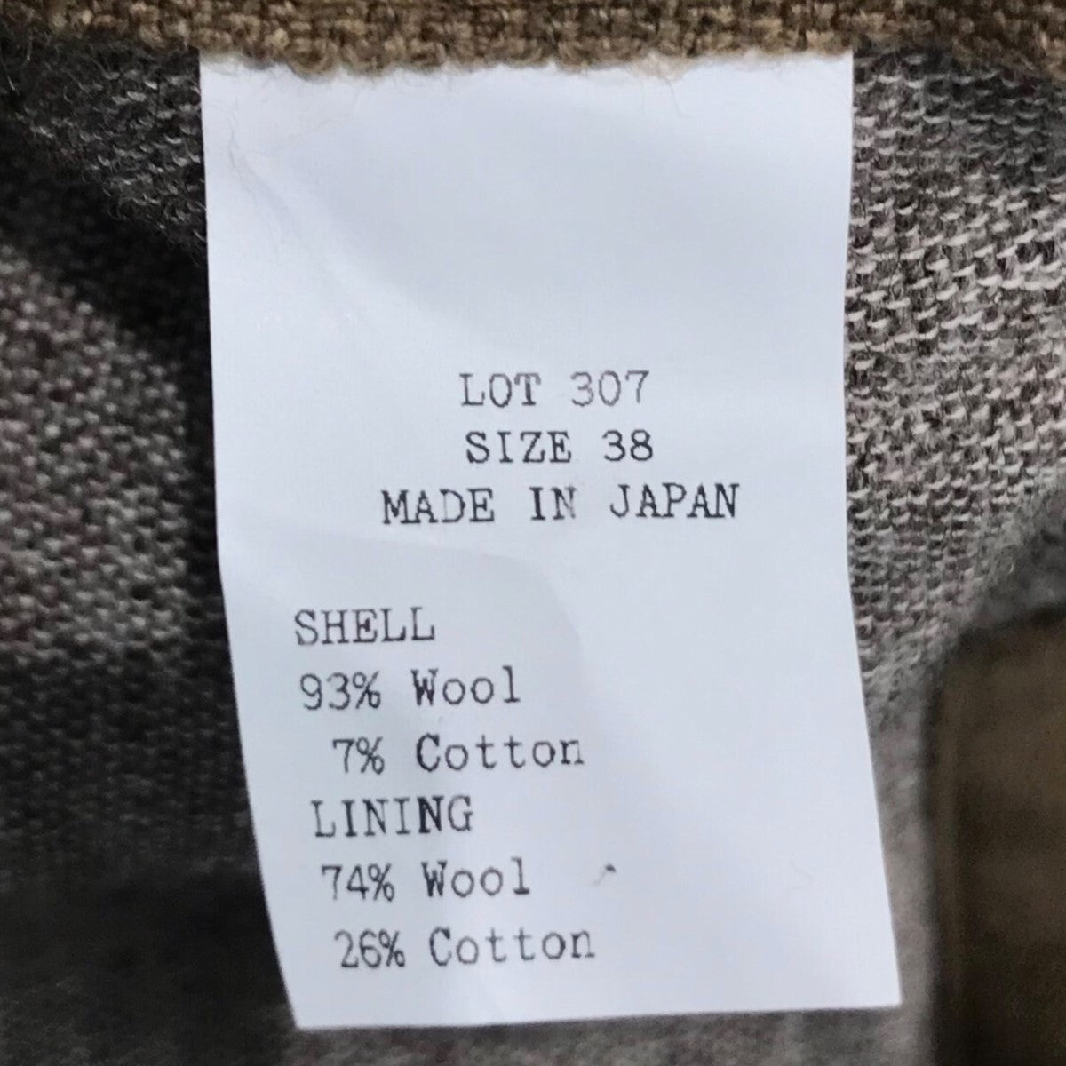 「LOT．307 STAND COLLAR JACKET」スタンドカラージャケット