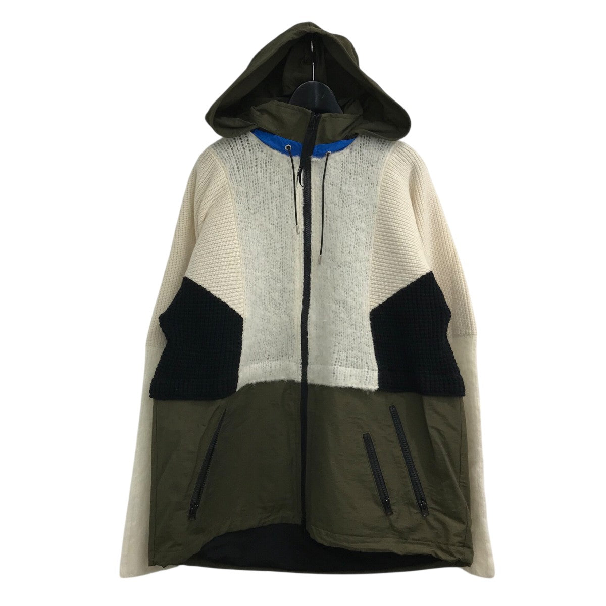 極美品 kolor ナイロンジャケット ニット ドッキング sacai(サカイ) 「Wool Knit Hoodie」ニットドッキングナイロン