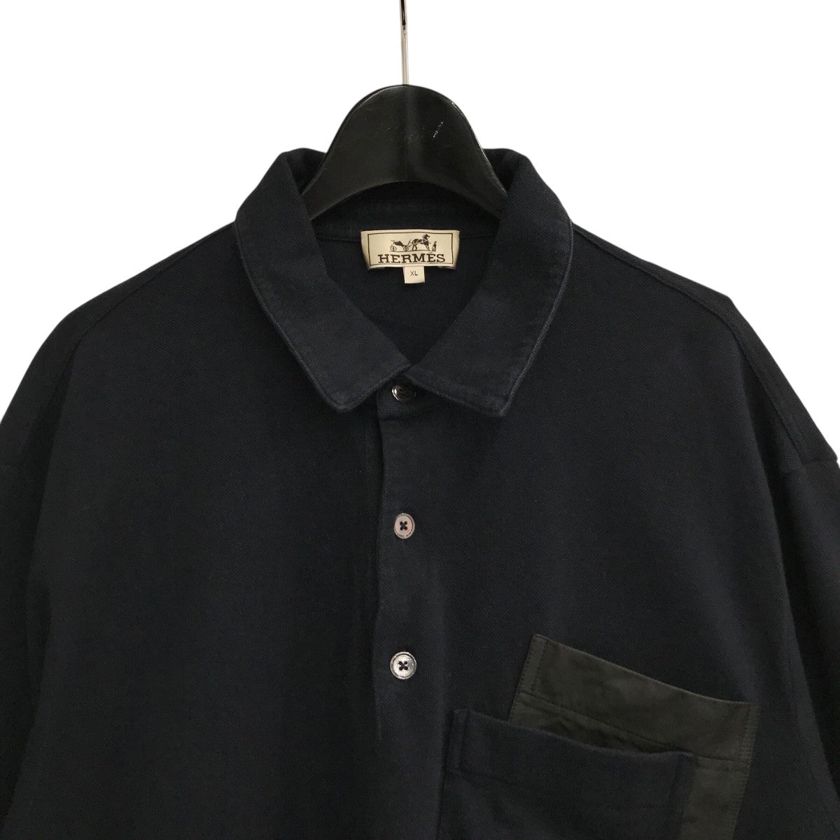 HERMES 24SSレザーポケットポロシャツ 古着・中古-3枚目のアイテム画像