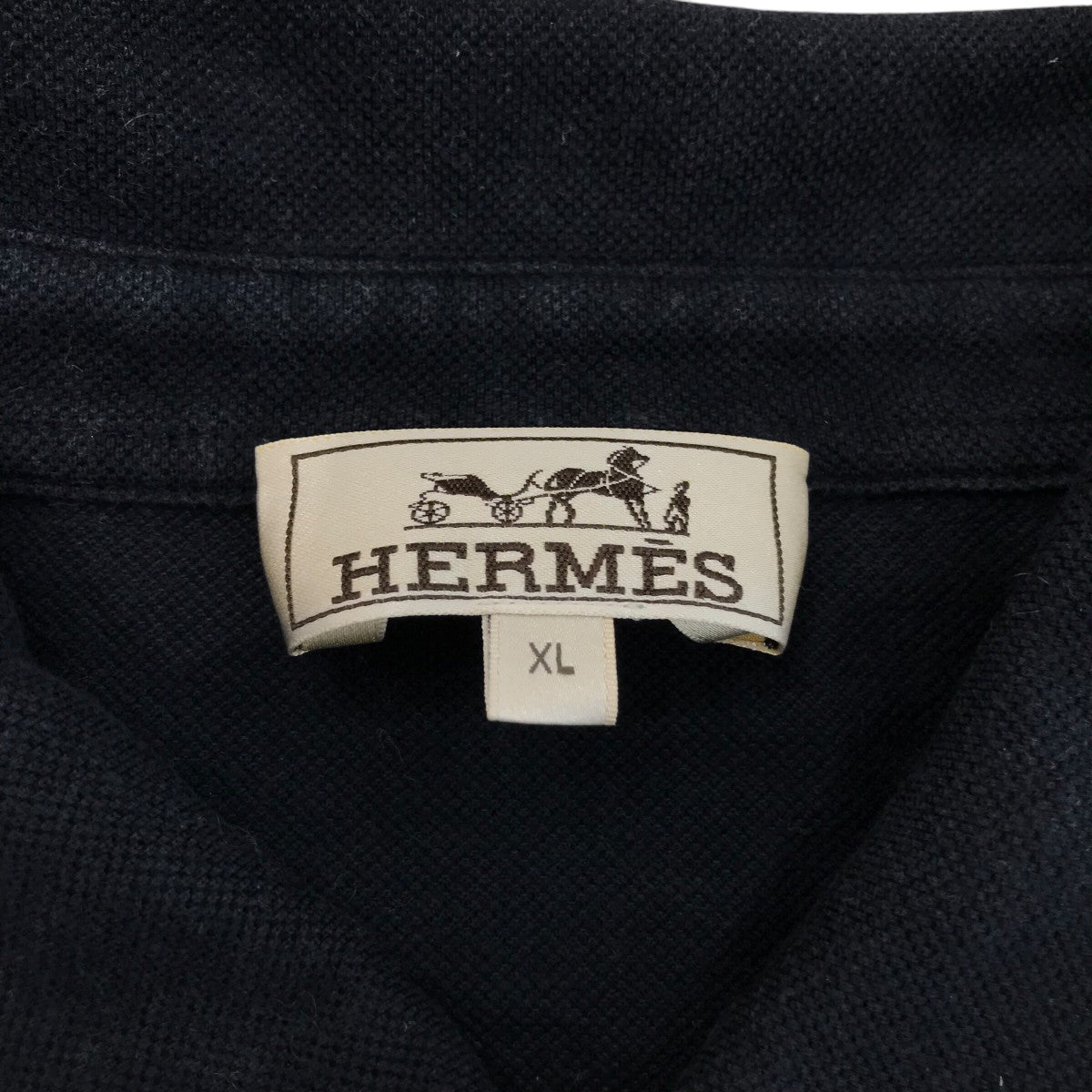 HERMES(エルメス) 24SSレザーポケットポロシャツ ネイビー サイズ XL