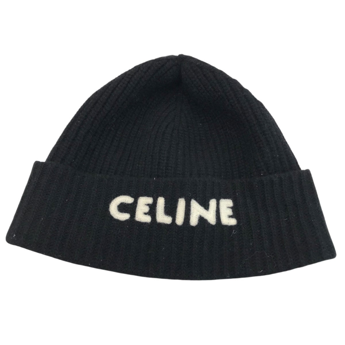 CELINE 黒 ニット帽 リブ編み CELINE 黒 ニット帽 リブ編み