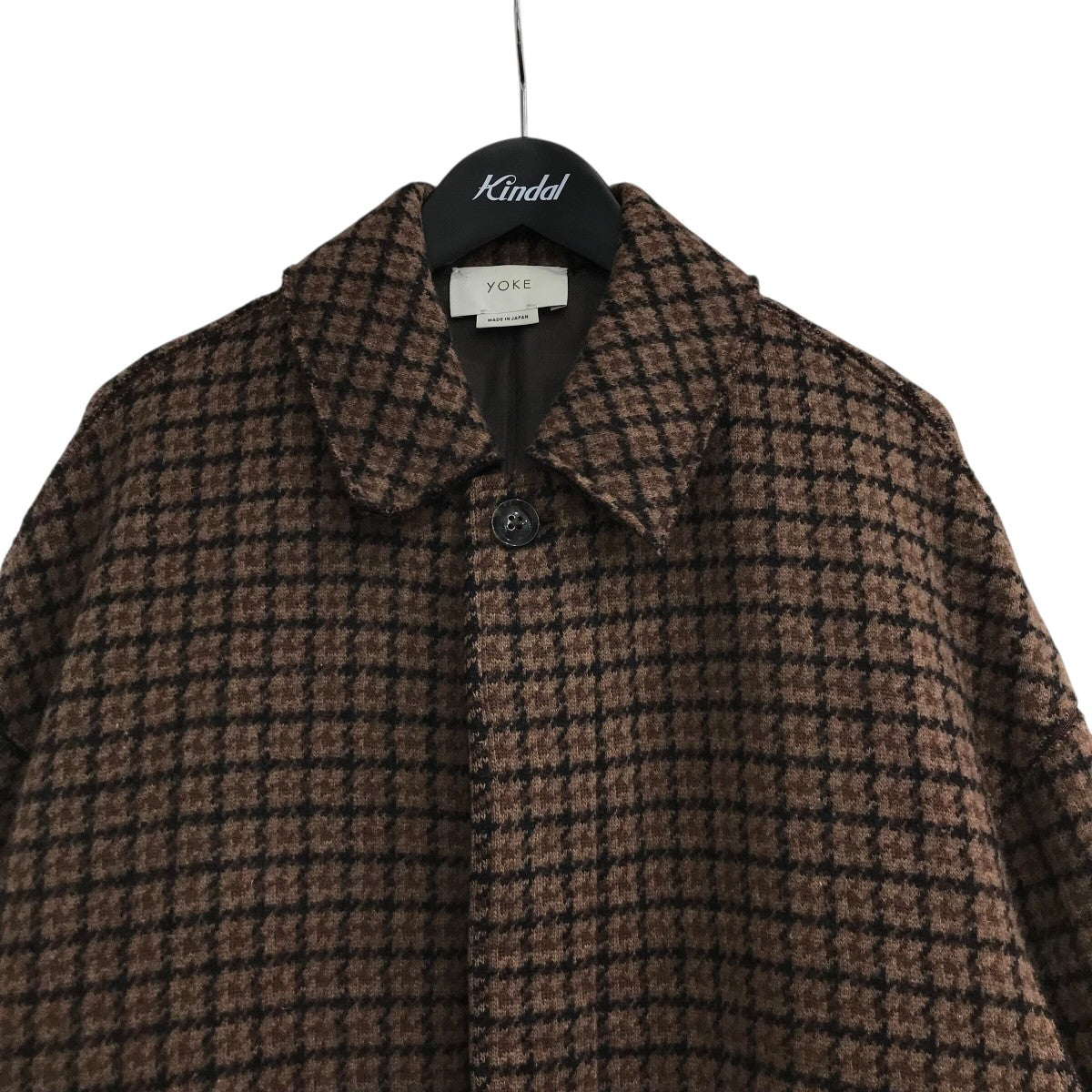YOKE(ヨーク) 「DOUBLE JQUARD KNIT BALCOLLAR COAT」チェック柄バル