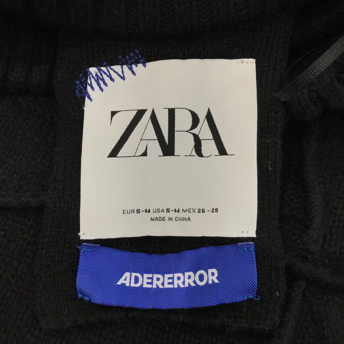 ZARA×ADER error パッチワークケーブルニット ブラック サイズ