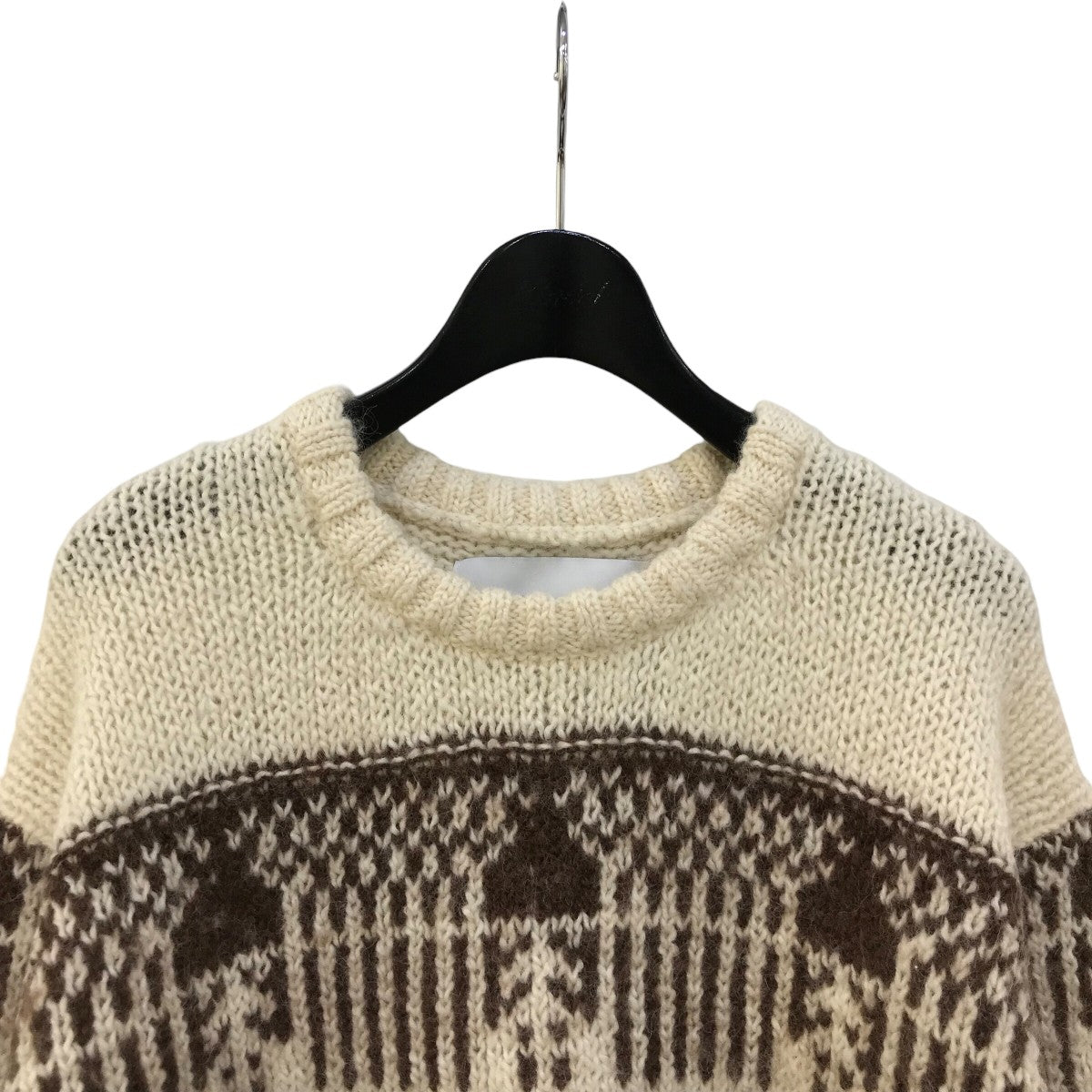 「Roving alpaca wool jacquard sweater for LR」ウールナイロンニットセーターwn23 15fw175 kw