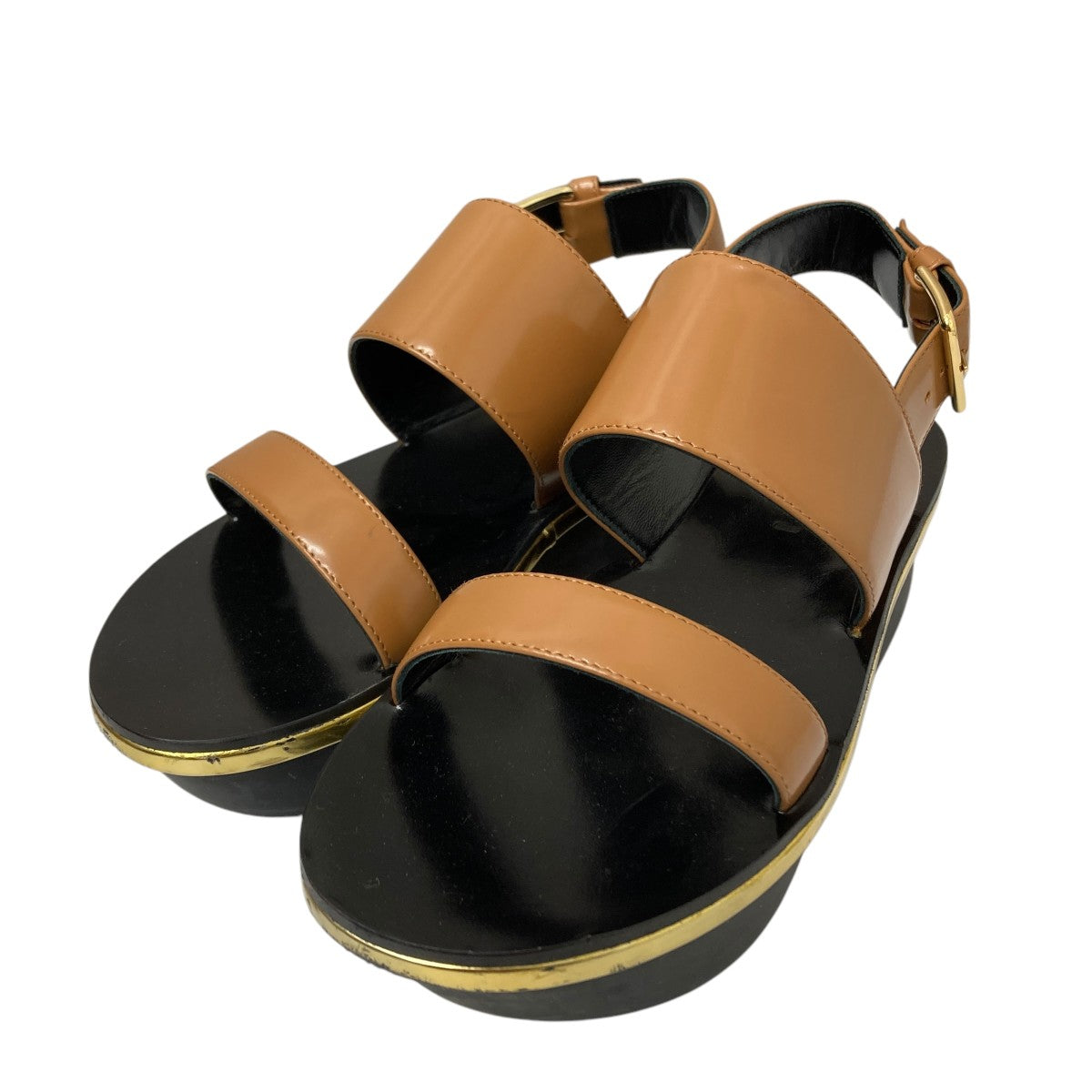 【関税込み】Marni ブラウン プラットフォーム ヒールサンダル MARNI(マルニ) プラットフォームサンダル ブラウン サイズ 36