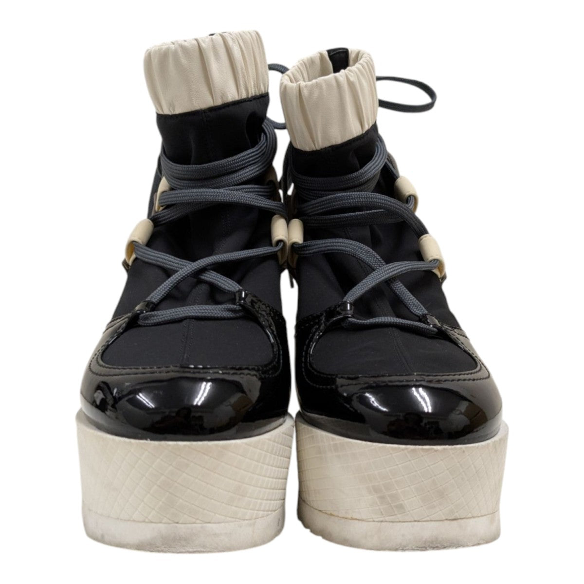 CHANEL(シャネル) ウェッジソールブーツ ブラック×ホワイト サイズ 37