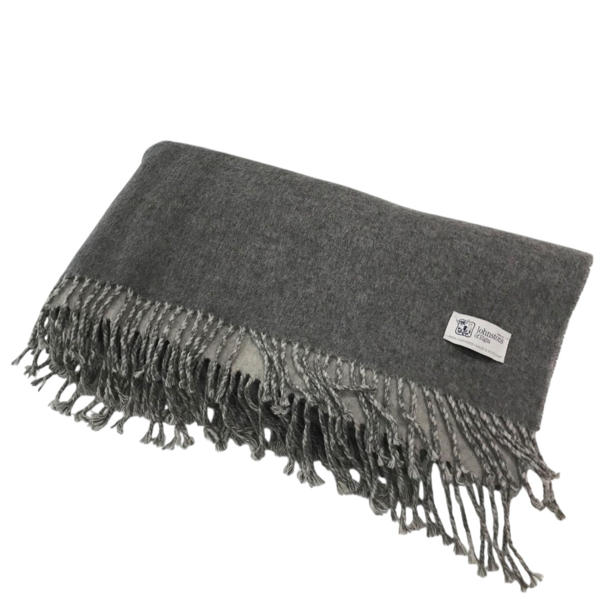 極美品　Johnstons of Elgin カシミヤマフラー グレー 最大46%☆8/24まで 日本正規品 ジョンストンズ オブ エルガン