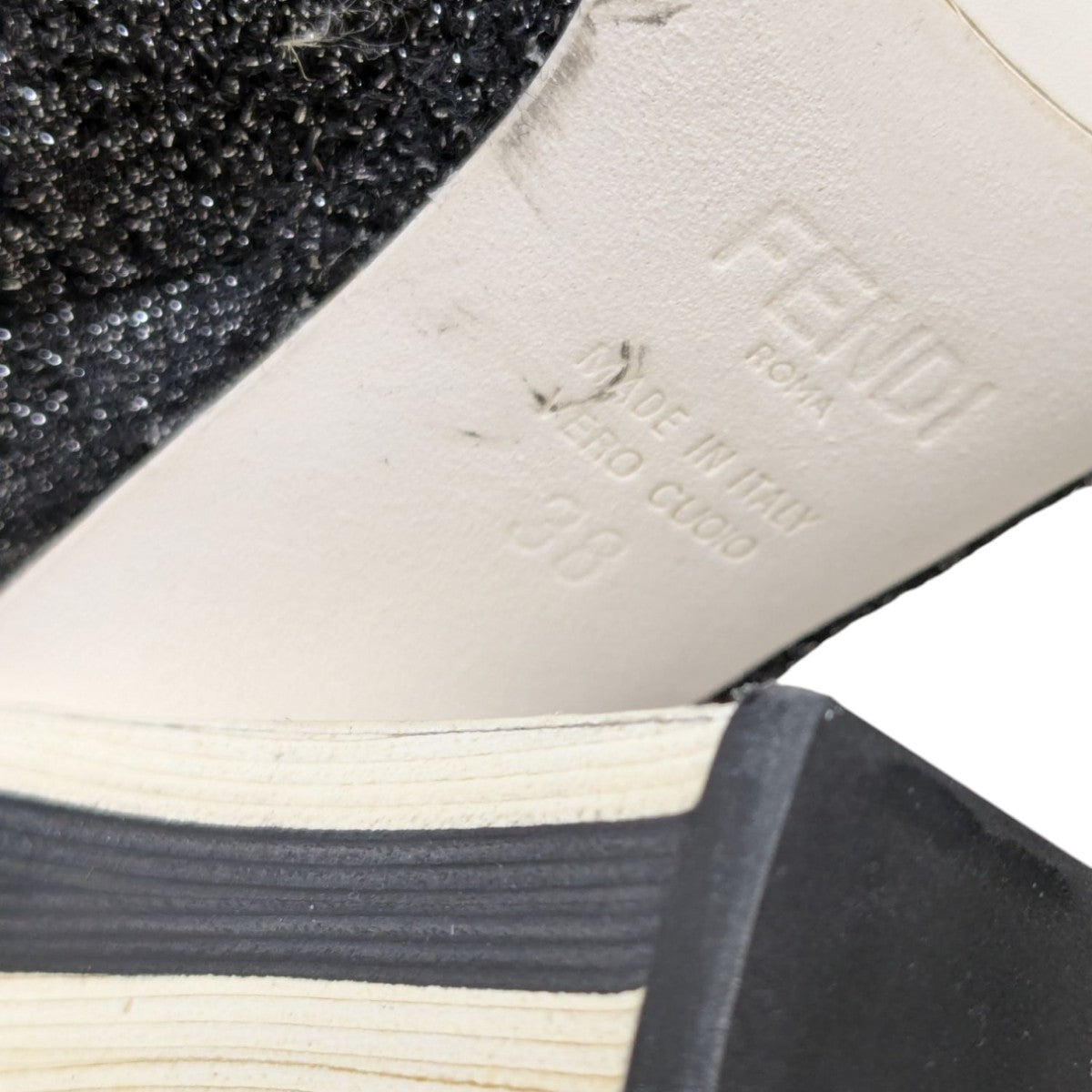 FENDI(フェンディ) ソックスブーツ ブラック×シルバー サイズ 38