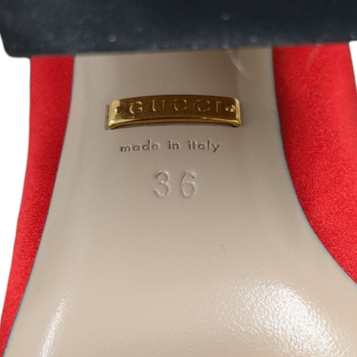 GUCCI パンプス GUCCI(グッチ) スタッズ＆パールサテンパンプス465985 465985 レッド