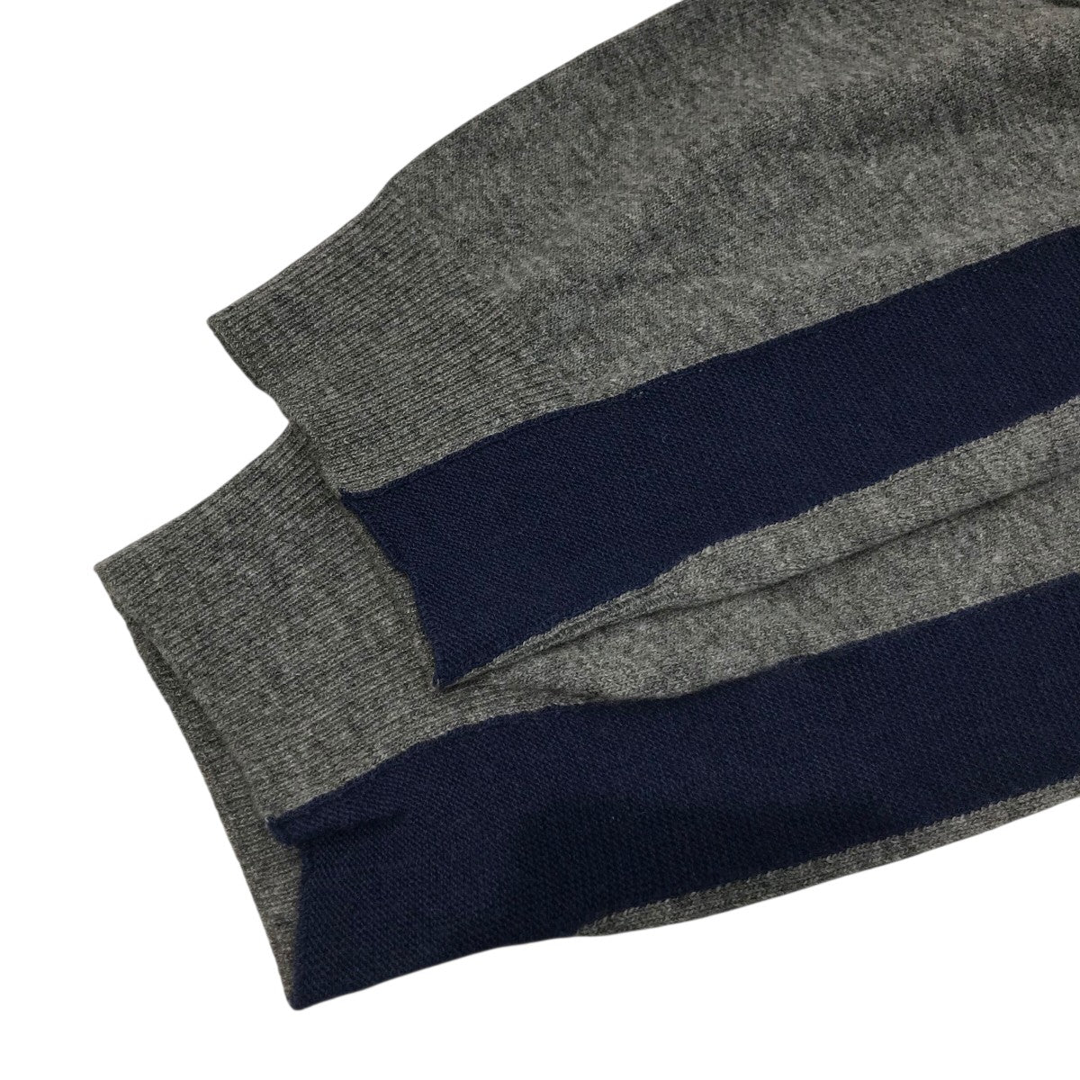 Hermes カシミアウール　ニットパーカー定価65万 HERMES(エルメス) ウールカシミヤニットパーカー グレー×ネイビー