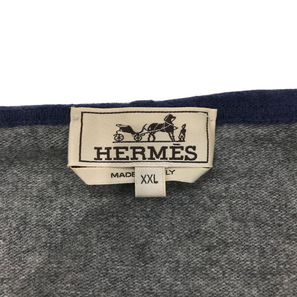 HERMES(エルメス) ウールカシミヤニットパーカー グレー×ネイビー