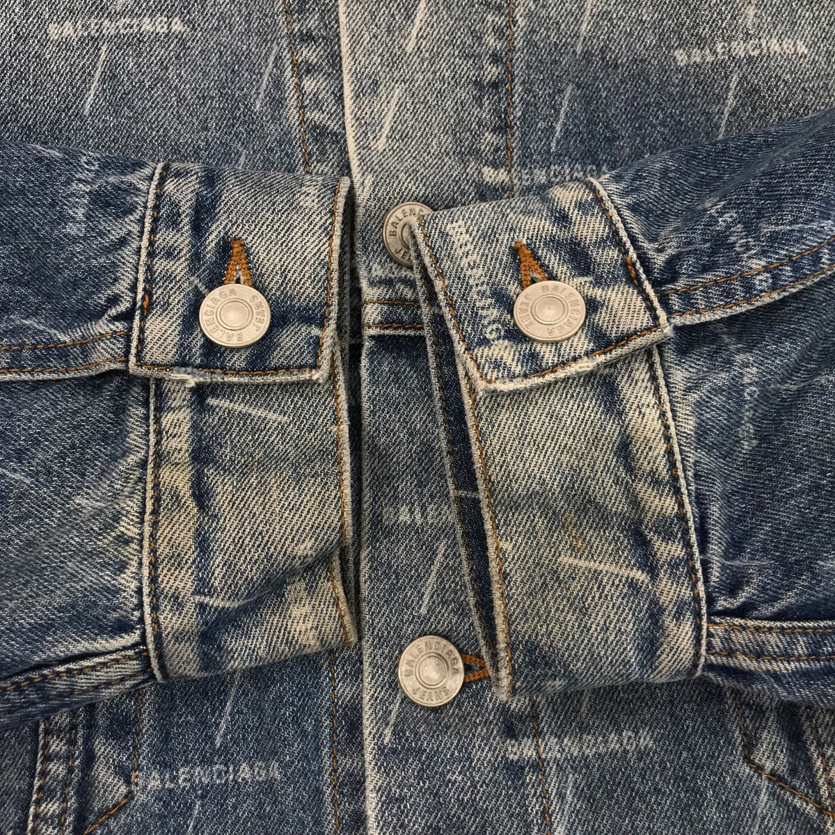 【関税込み】Balenciaga ブルー ロゴプリント デニムジャケット kyoto-yorozuya_60527033