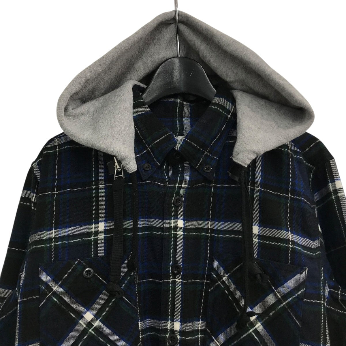 「DETACHABLE HOOD REGULAR COLLAR FLANNEL CHECK SHIRT」フーデッドチェックシャツUE 189019