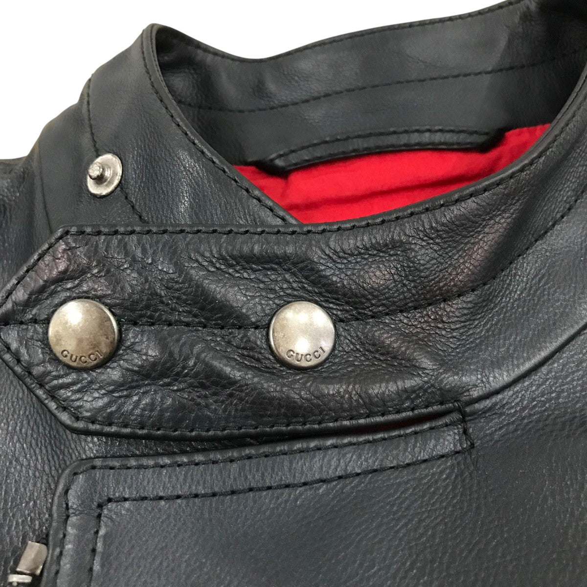 GUCCI(グッチ) レザーライダースジャケット497397 497397 ネイビー