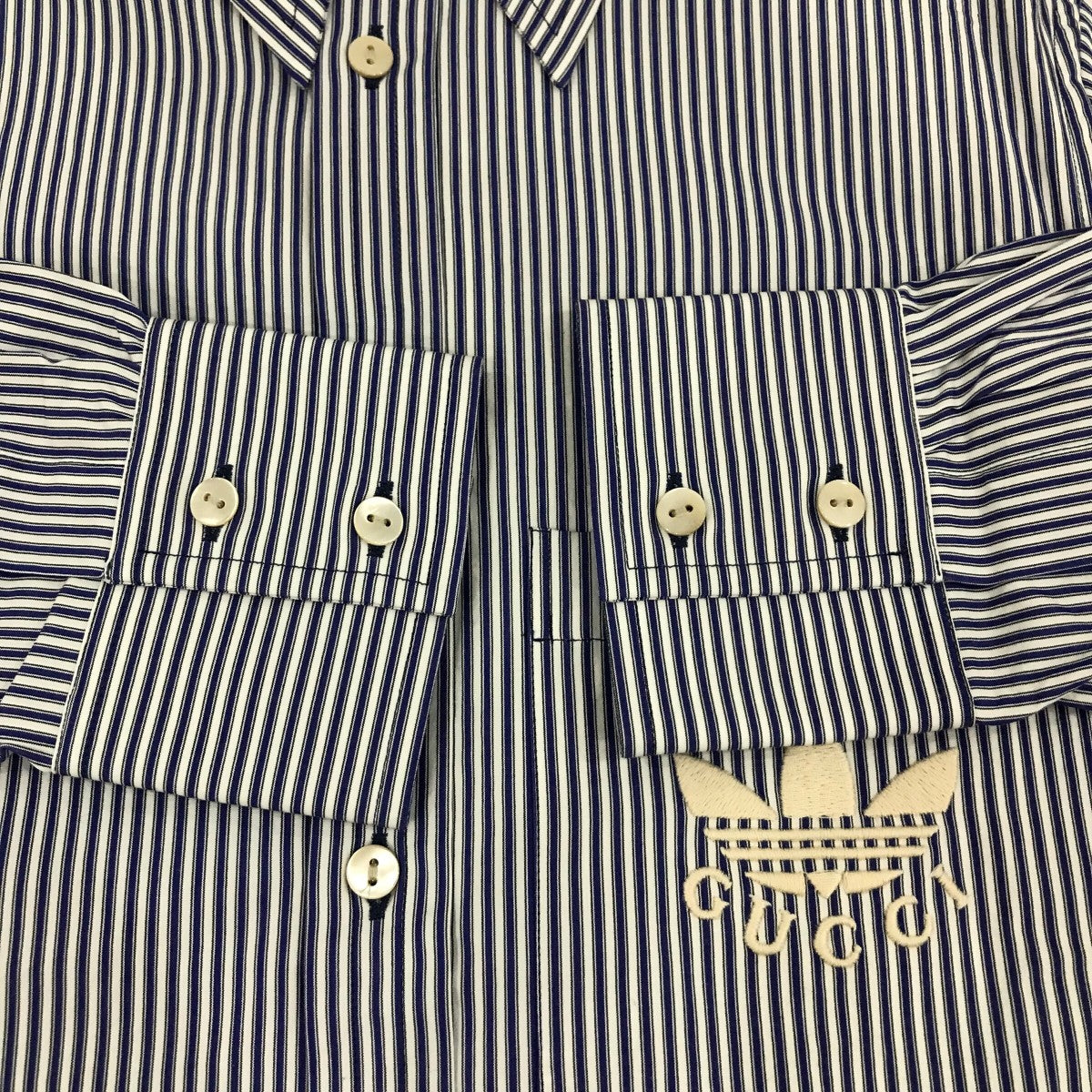 GUCCI×adidas グッチ×アディダス ストライプシャツ GUCCI×adidas ストライプシャツ691519 691519 ブルー×ホワイト