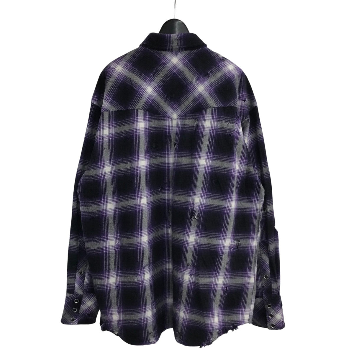 Rafuラフ　ダメージ加工ネルチェックシャツ　L Rafu - 【ラスト1点】Bleached & Damaged shirt / ブリーチ
