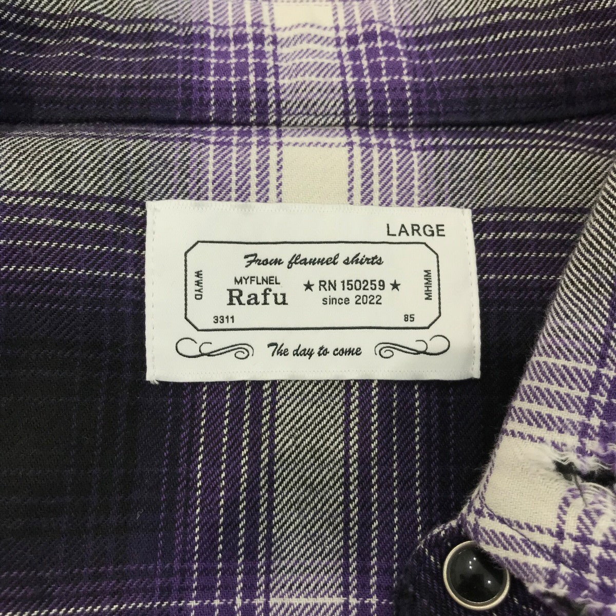 Rafu(ラフ) ダメージ加工チェックシャツ パープル サイズ L