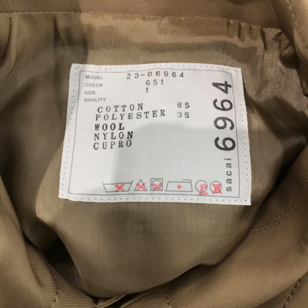 sacai サカイ｜コットンシルク ケープデザイン ショートトレンチコート sacai - sacai サカイ ショートトレンチ サイズ1 完売品 美品の