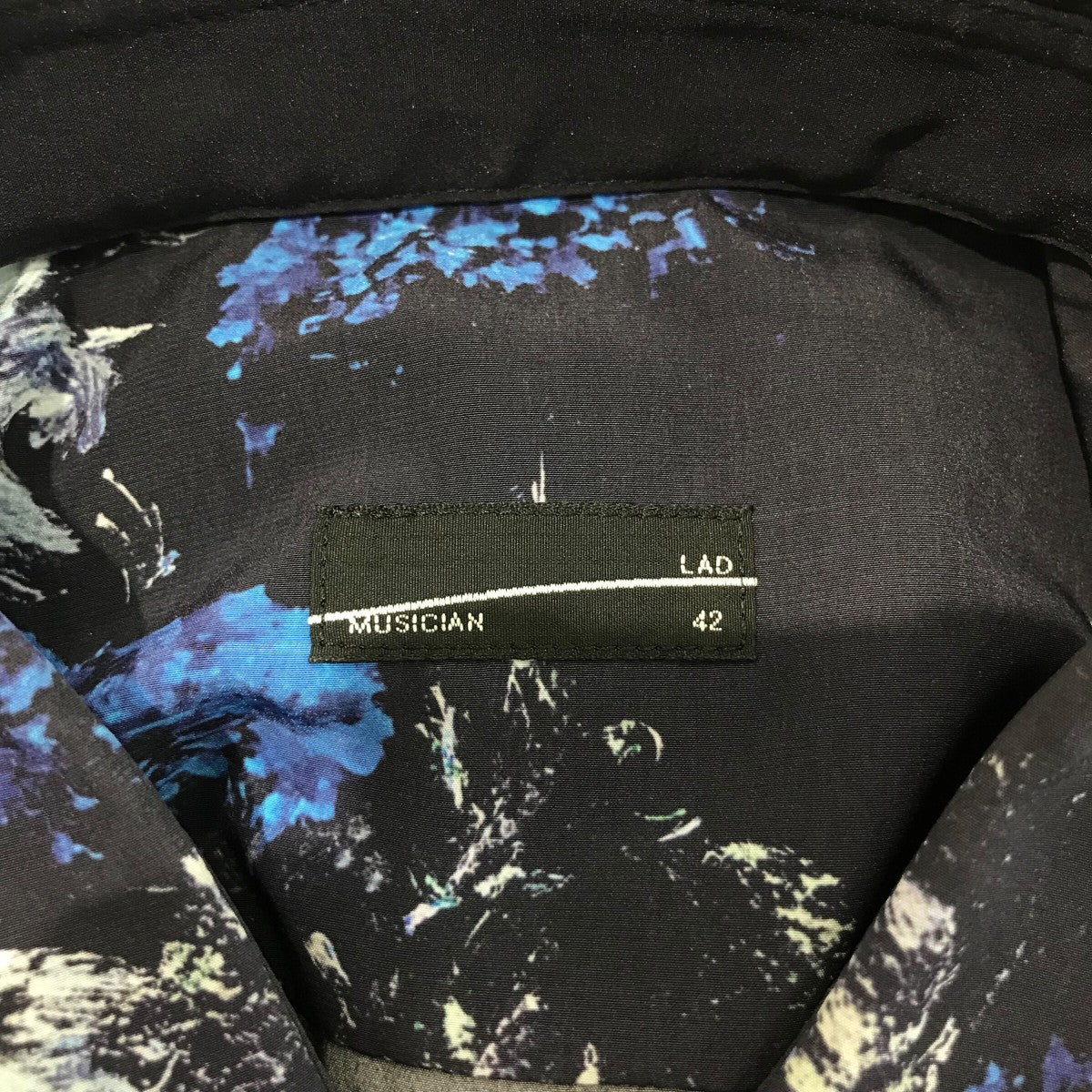 LAD MUSICIANネイビー ローズ柄 長袖シャツ 42サイズ ラッドミュージシャン 長袖シャツ メンズ SIZE 42 (XL) LAD MUSICIAN
