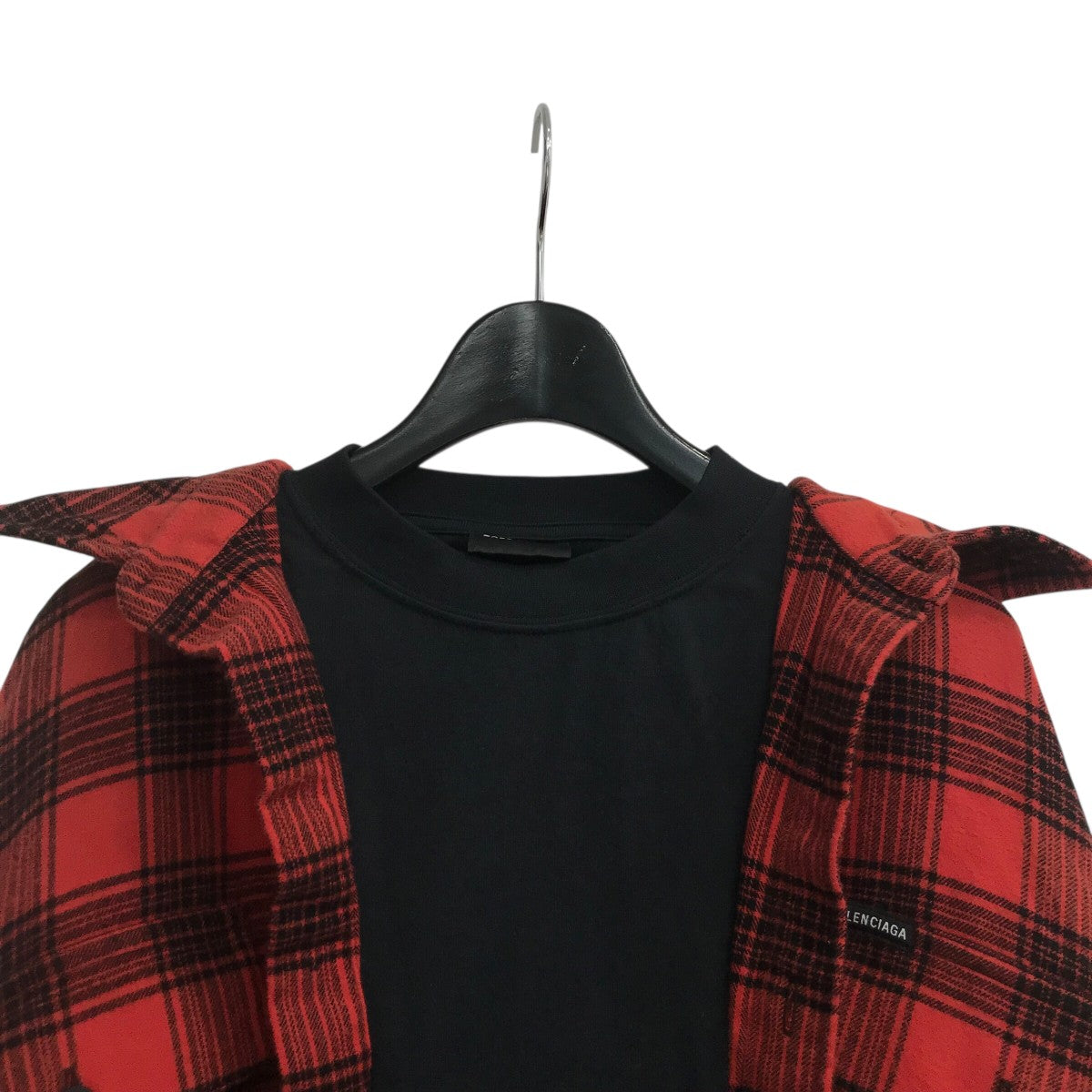 BALENCIAGA(バレンシアガ) チェックシャツドッキング長袖Tシャツ