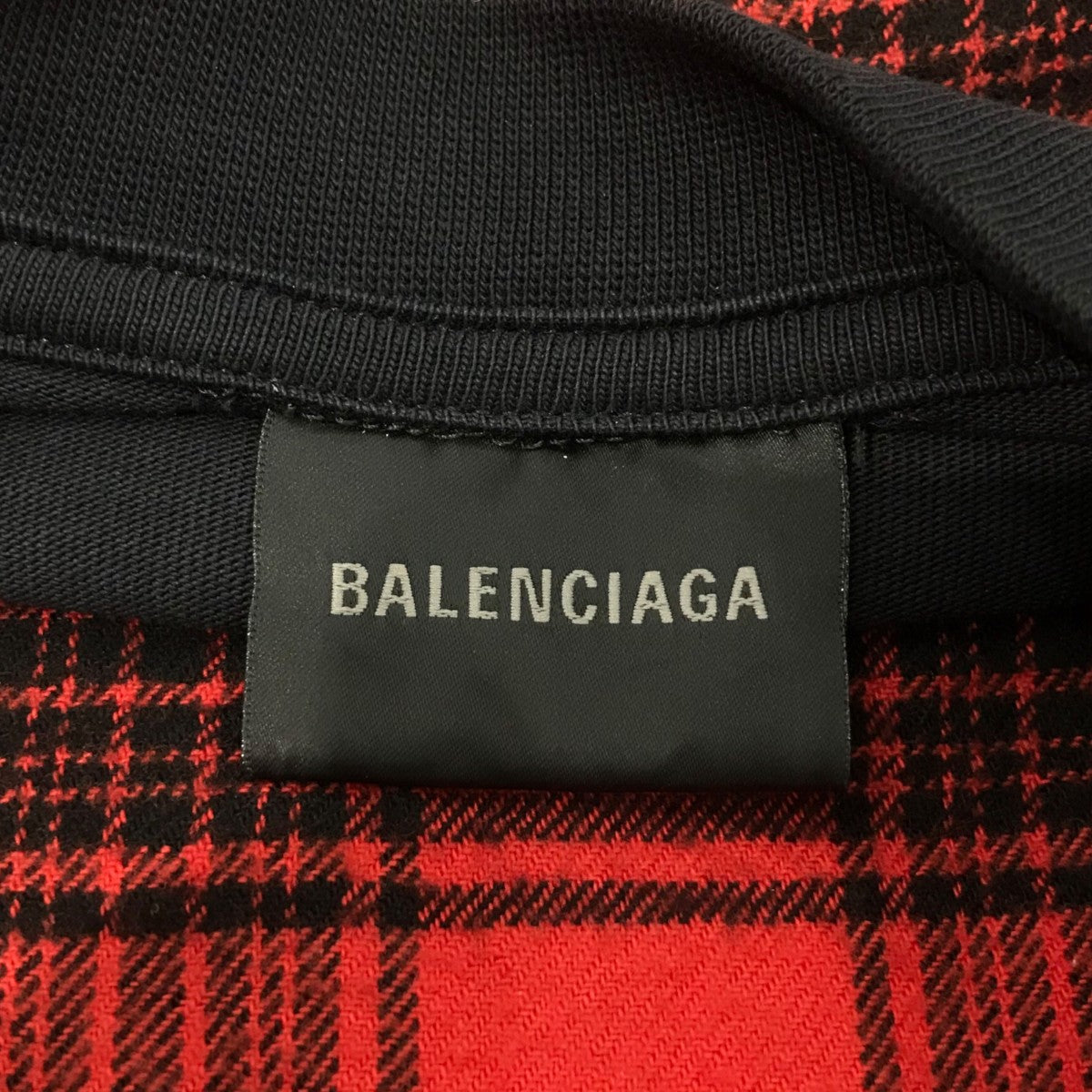 BALENCIAGA(バレンシアガ) チェックシャツドッキング長袖Tシャツ