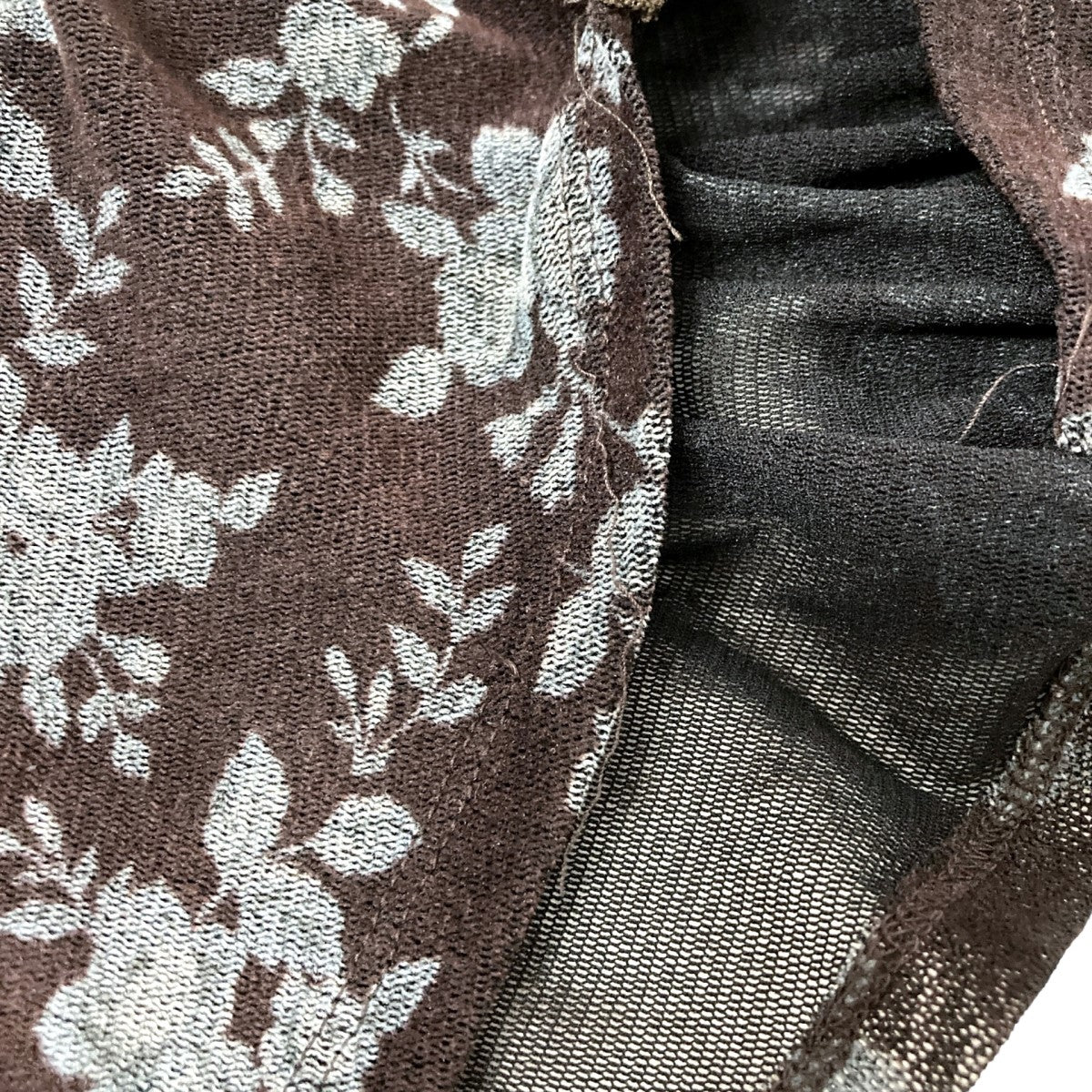 トップス FETICO ROSE VELVET TULLE SHIRRING TOP 25SS】FETICO フェティコ /ROSE VELVET TULLE SHIRRING TOP