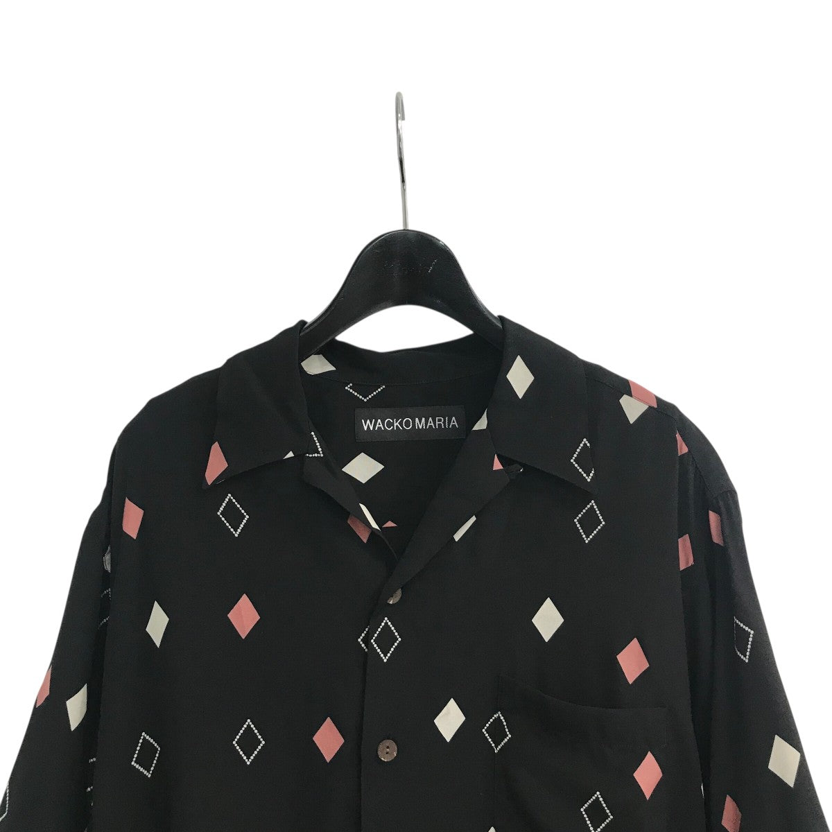 WACKOMARIA アロハシャツ ダイヤモンドパターン 半袖 黒 WACKO MARIA(ワコマリア) 24AW「DIAMOND HAWAIIAN SHIRT