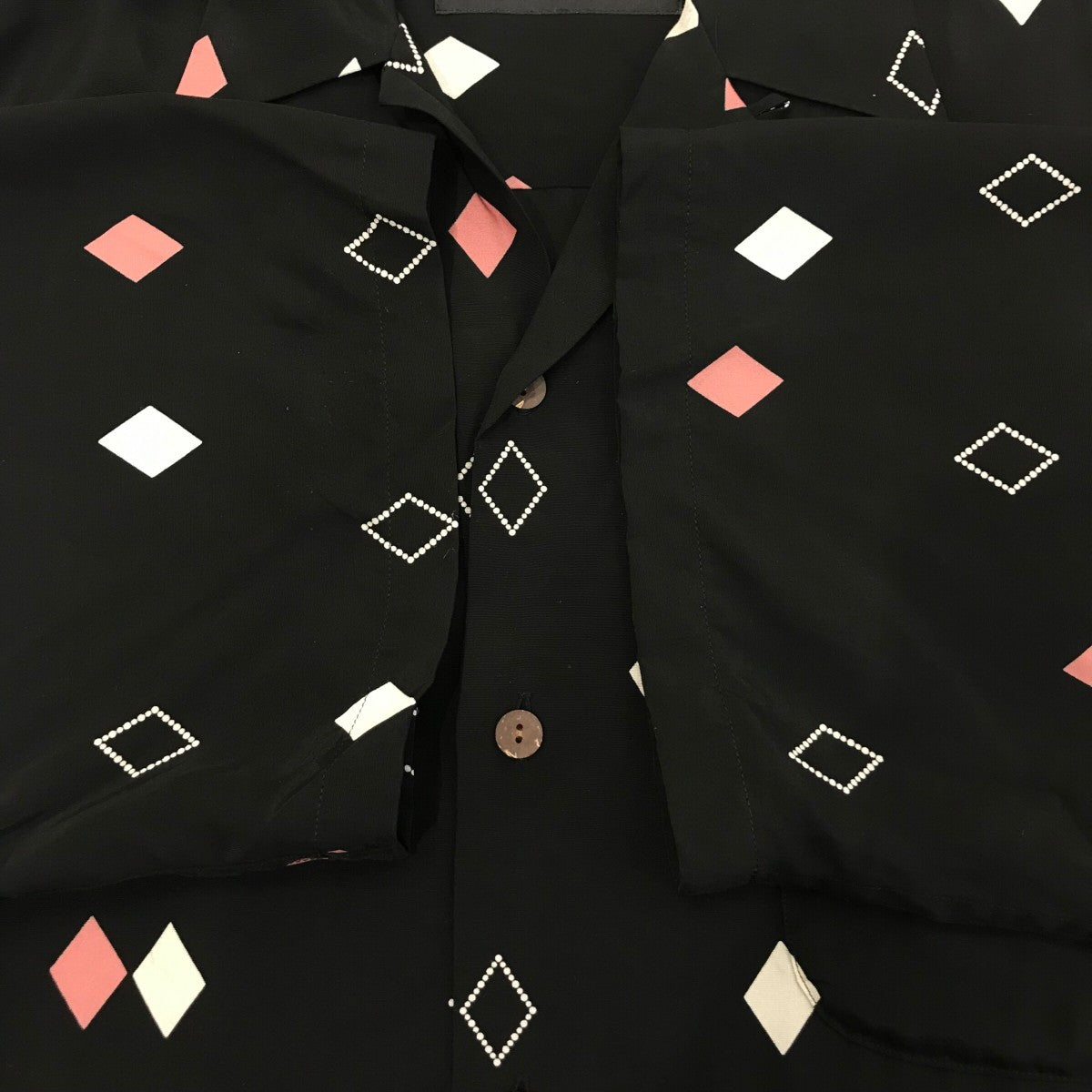 WACKOMARIA アロハシャツ ダイヤモンドパターン 半袖 黒 WACKO MARIA(ワコマリア) 24AW「DIAMOND HAWAIIAN SHIRT