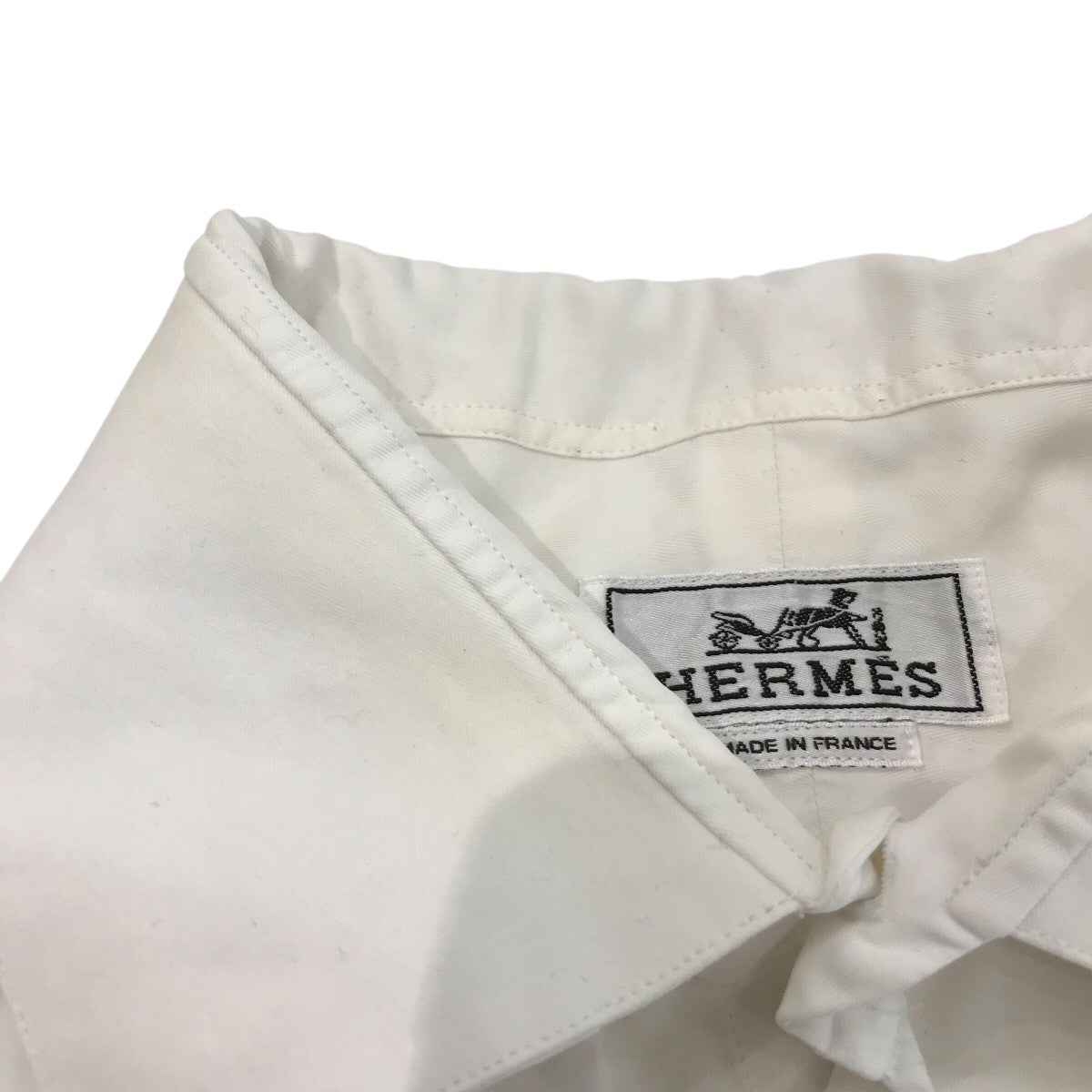 【AAA】　HERMES エルメス 半袖シャツ 無地 白 サイズ40 O1t5bLNjMgxR4wD3syf4f6bdzuZ5c7