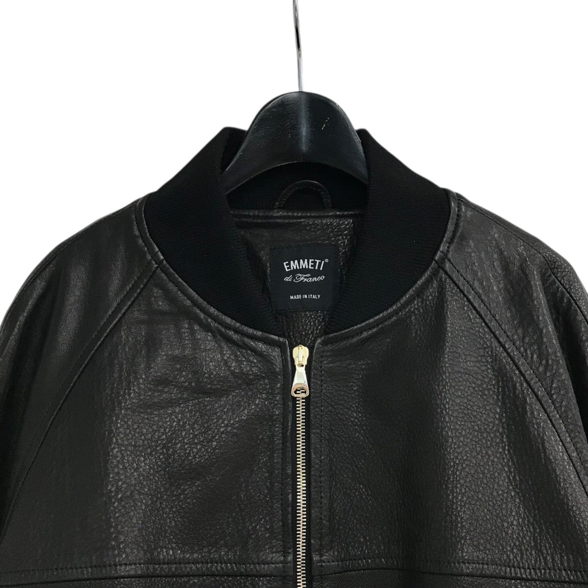 EMMETIブラックレザージャケット 44 エンメティ EMMETI シングルライダースジャケット メンズ レザー