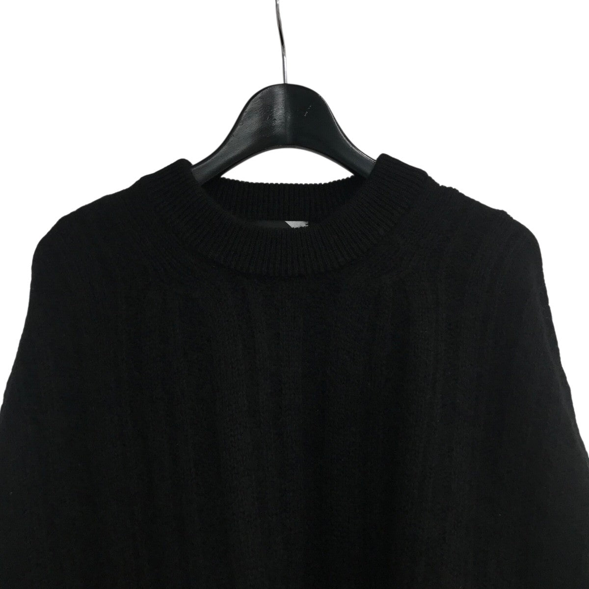 エイトン オールインワン ブラック ウール ATON(エイトン) 「MOHAIR SILK SHAGGY RANDOM RIB CREWNECK