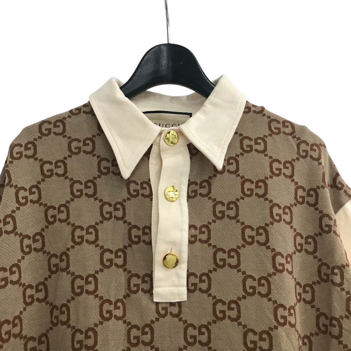 正規品 GUCCI ポロシャツ マキシGGシルクコットンポロシャツ 現行モデル GUCCI(グッチ) GGジャガードシルクコットンポロシャツ682015