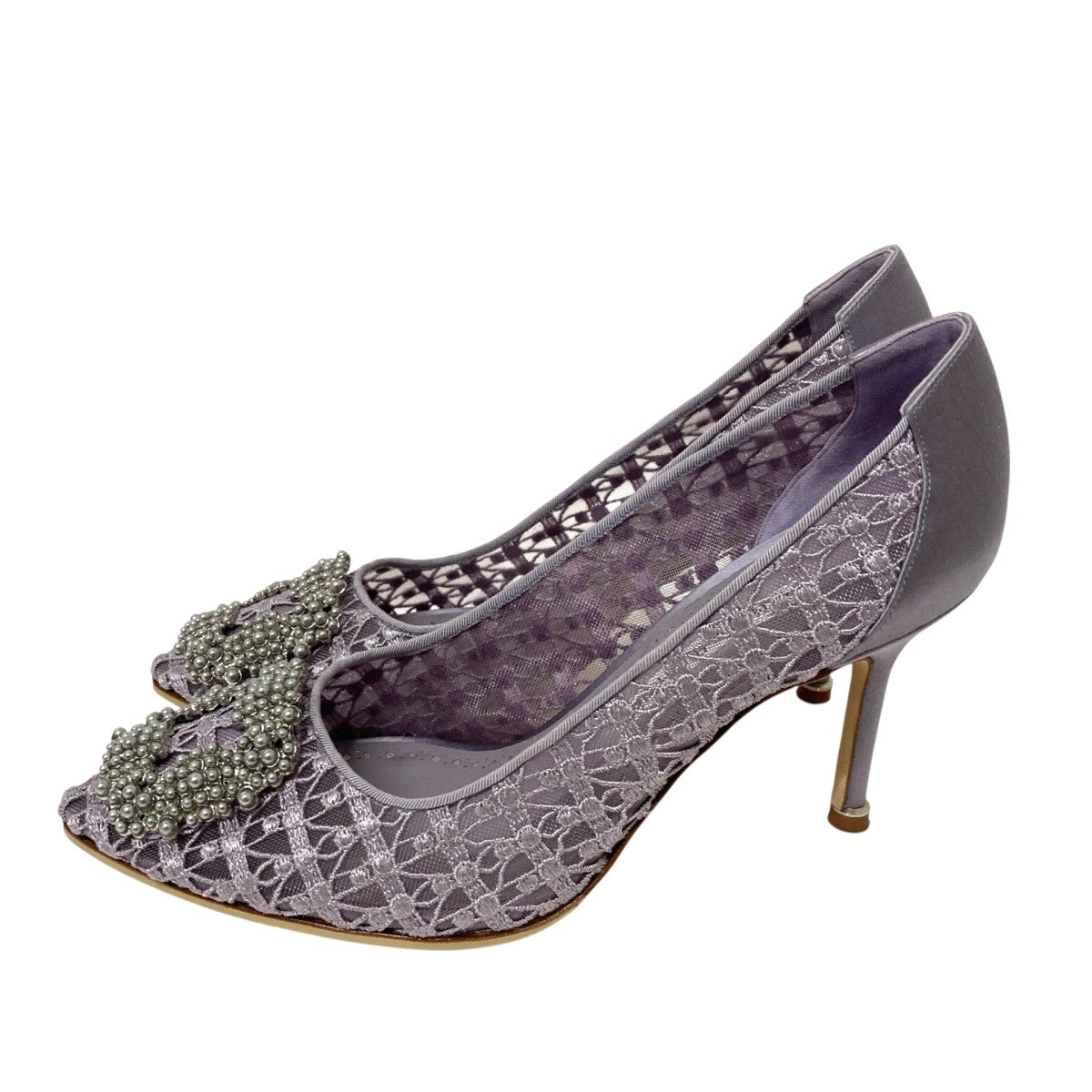 Manolo Blahnik(マノロブラニク) ハンギシ レースパンプス ラベンダー