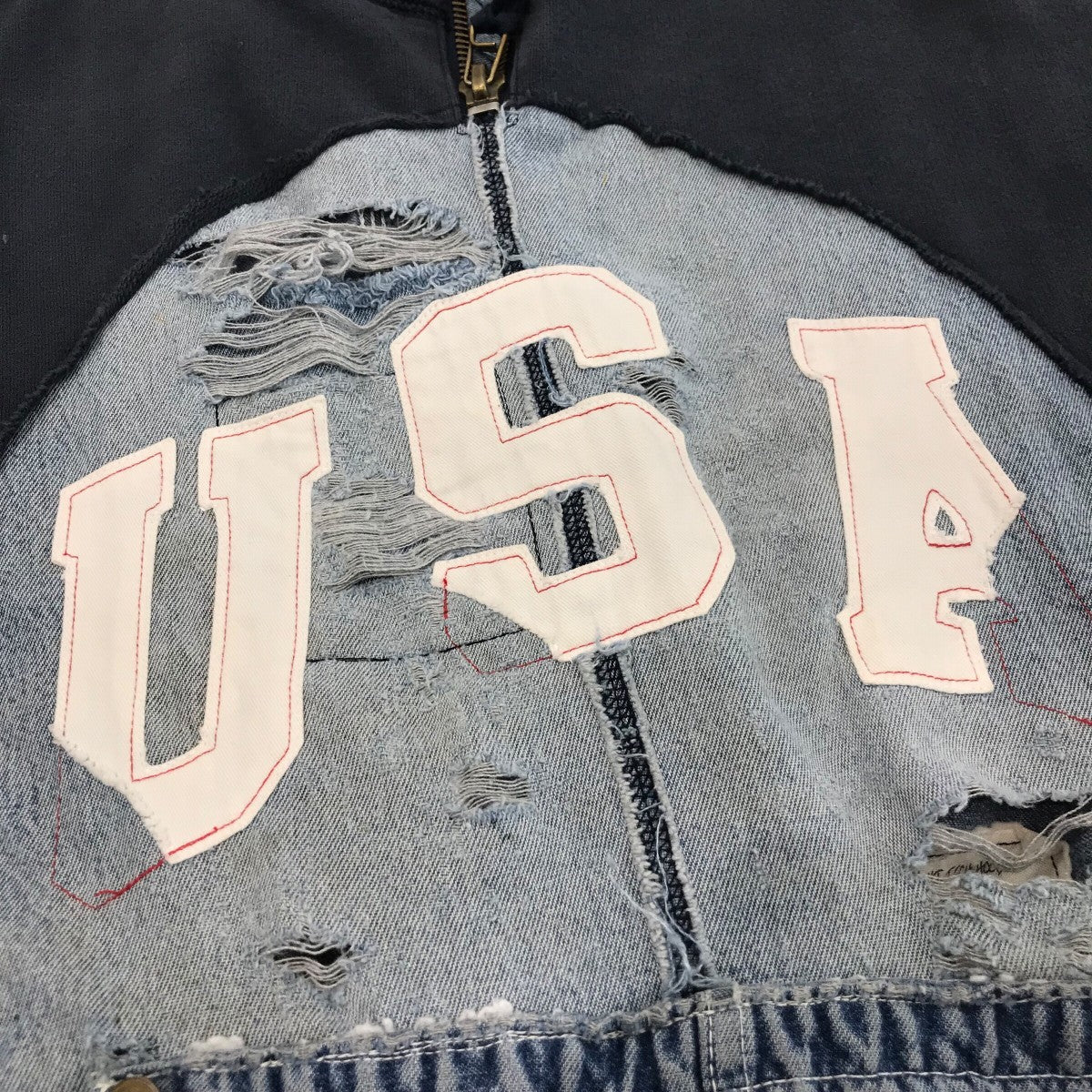 Greg Lauren グレッグ・ローレン サテンハイテック ネイビーフーディー GREG LAUREN(グレッグローレン) 「USA HI TECH HOODIE」再構築