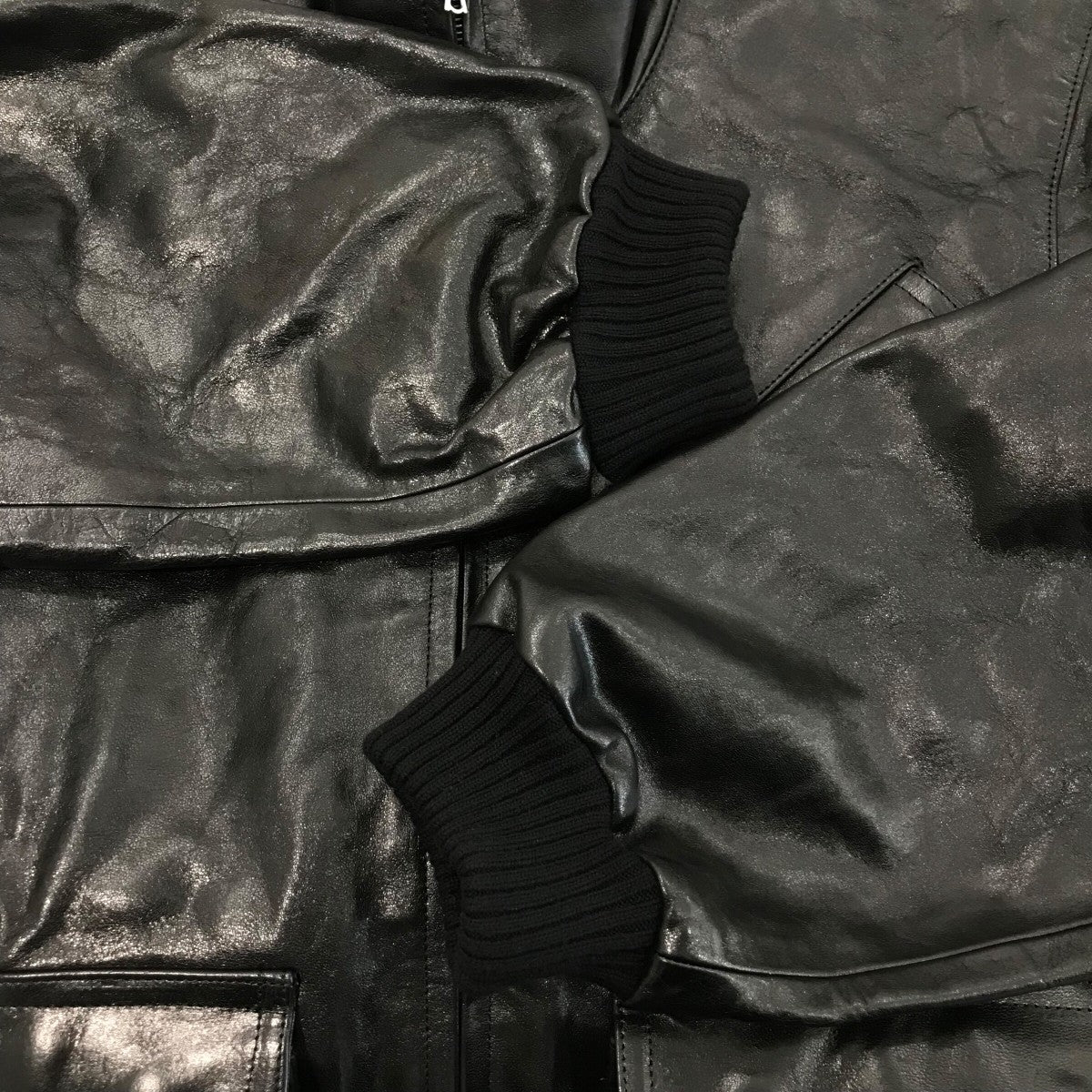 AURALEE 25AW「LAMB LEATHER ZIP BLOUSON」レザージャケットA25AB01WX 古着・中古-4枚目のアイテム画像