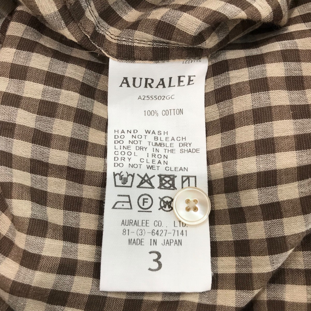 AURALEE(オーラリー) 25SS「Airy Light Cotton Check P O