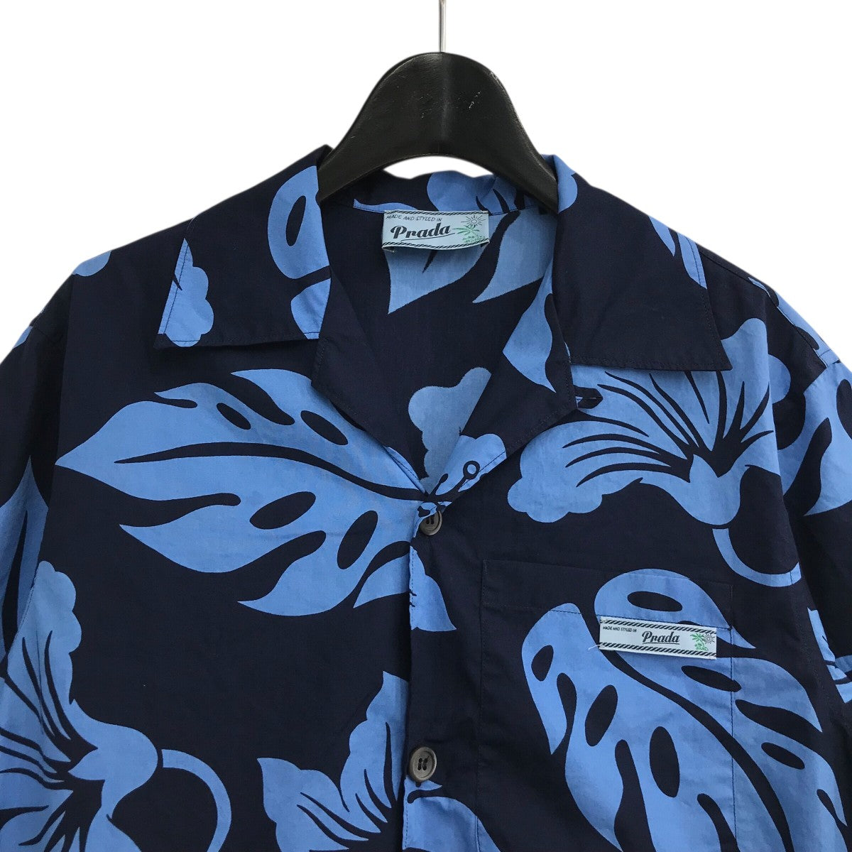 名作 美品 PRADA 12SS スタッズシャツ アロハ PRADA プラダ 半袖シャツ アロハシャツ P433B0 S212 1ZTE ブルー