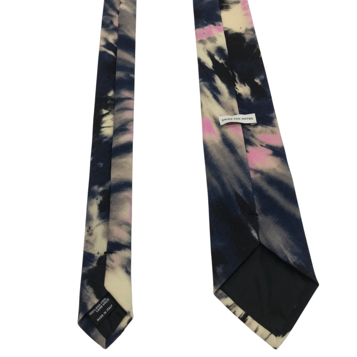 DRIES VAN NOTEN(ドリスヴァンノッテン) 花柄ネクタイ ネイビー×マルチ